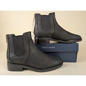 Cole Haan Reid Waterproof Bootie Chelsea Boots Womens 8 Black Leather Shoes NWB